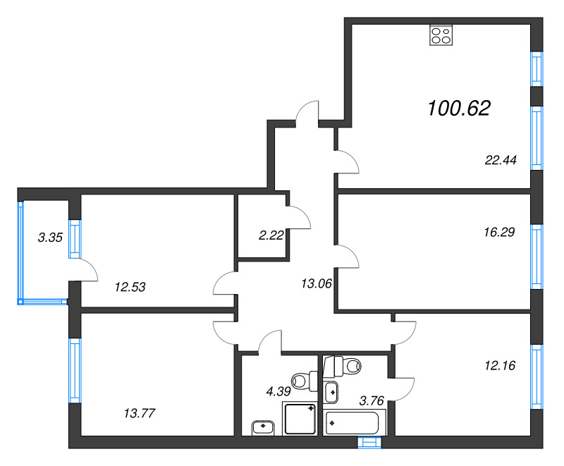Продажа 4-комн квартиры в новостройке Шушары п., Пулковское ш.,  к. 3.5
