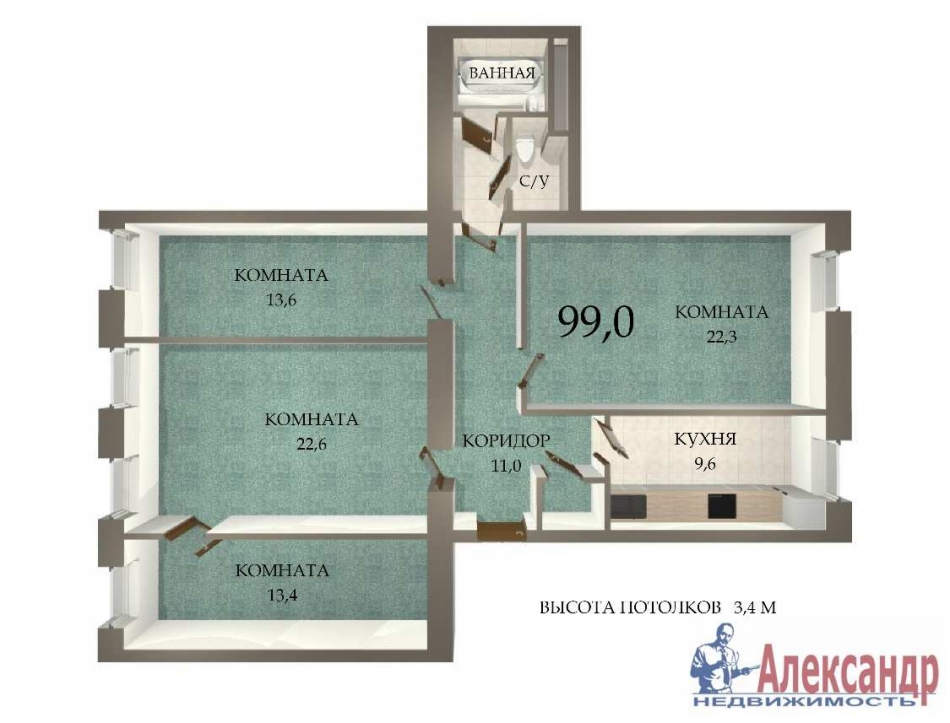 Продажа 4-комн квартиры на вторичном рынке Казанская ул. ,  д. 43