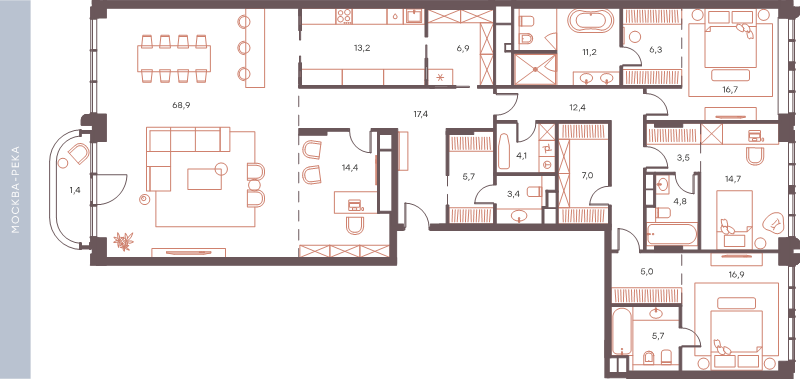 Продажа 5-комн квартиры в новостройке Москва г., Саввинская наб.,  к. 1