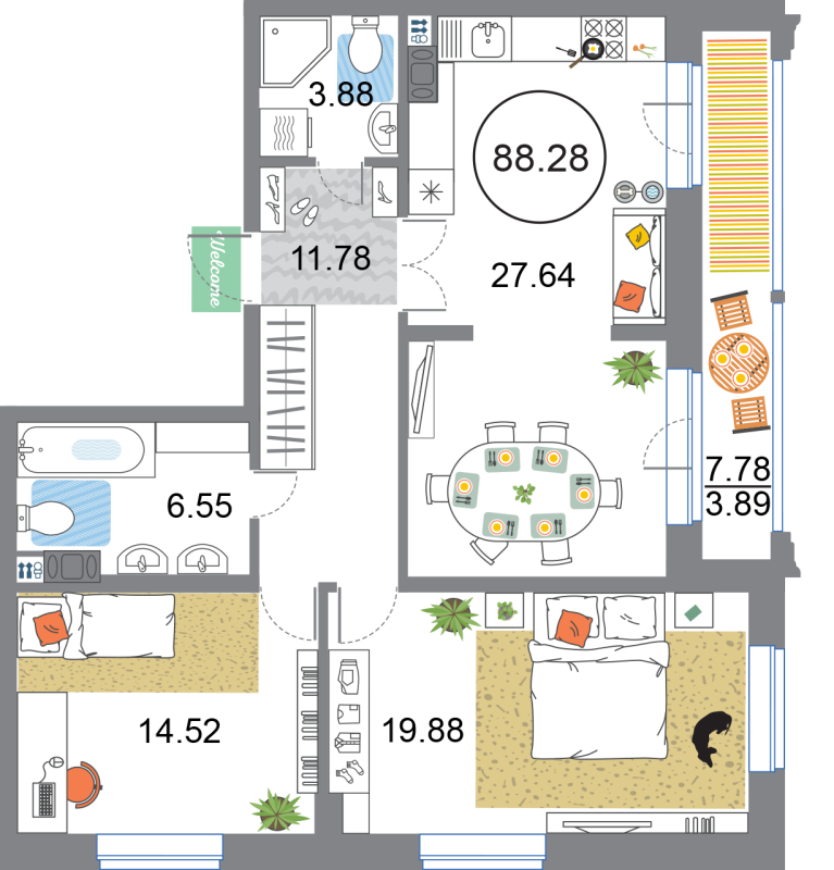 Продажа 2-комн квартиры в новостройке Санкт-Петербург г., Глухарская ул.,  к. 3