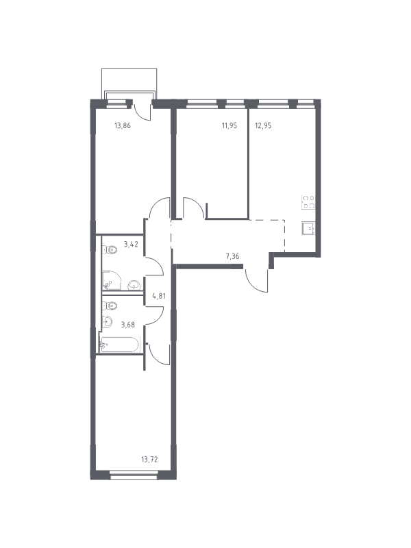 Продажа 3-комн квартиры в новостройке Новосаратовка д., Покровская Дорога ул.,  к. 1.3