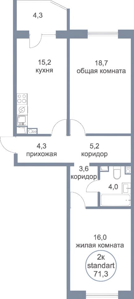 Аренда 2-комн квартиры на вторичном рынке Голубое пгт, бульвар Парковый, 2к2