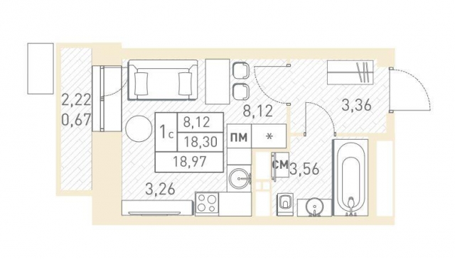 Планировка ЖК Столичный, 8.12 м2
