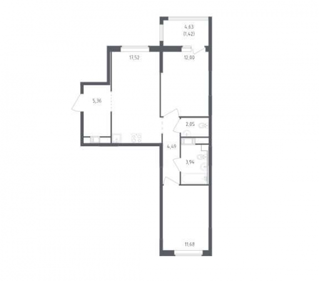 Планировка ЖК Южная Нева, 23.68 м2