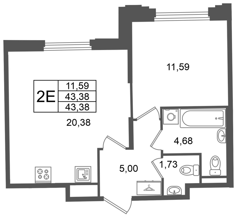 Продажа 1-комн квартиры в новостройке Санкт-Петербург г., Рижский пр-кт,  к. 2