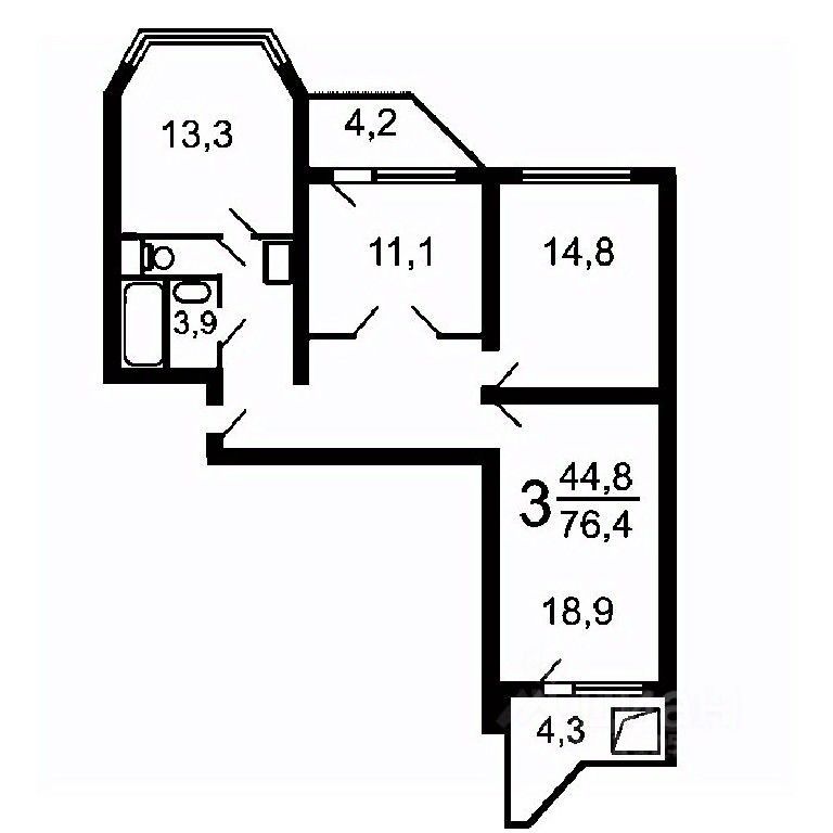 Продажа 3-комн квартиры на вторичном рынке улица Ватутина, 16к3