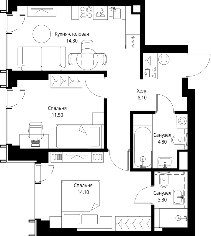 Продажа 2-комн квартиры в новостройке Москва г., Верейская ул.,  к. 1.6
