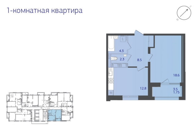 Планировка ЖК CLEVER, 18.6 м2