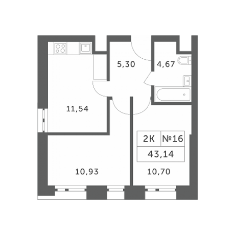 Планировка ЖК Спутник, 21.63 м2