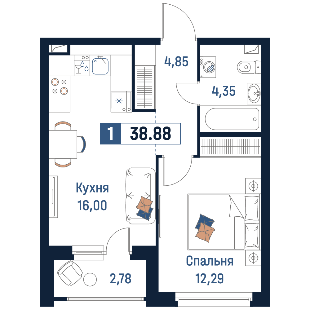 Продажа 1-комн квартиры в новостройке Мурино, Романовская, 6к1