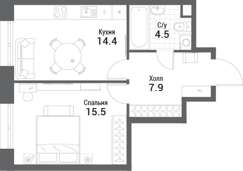 Продажа 1-комн квартиры в новостройке Проектируемый 7024-й проезд,  к. 1