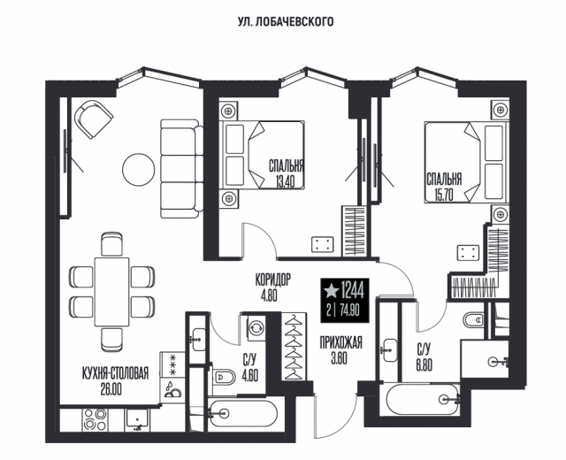 Планировка ЖК ICE TOWERS, 29.1 м2