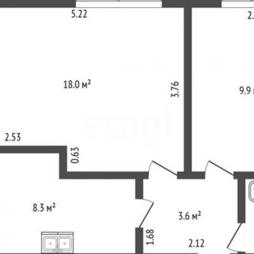 2-комн квартира улица Подводника Кузьмина,  д. 18