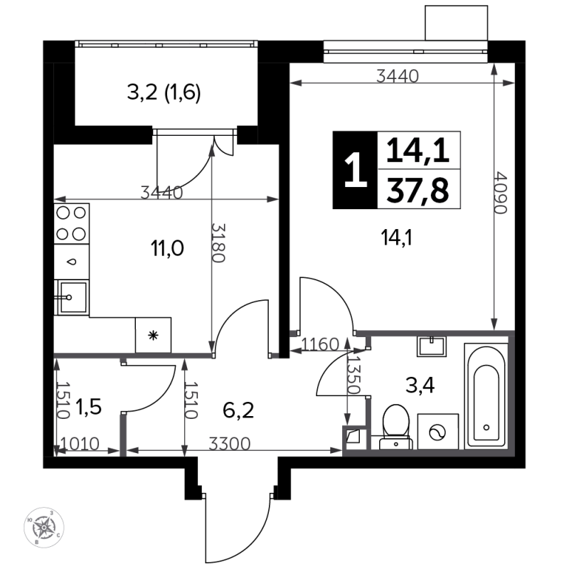 Продажа 1-комн квартиры в новостройке Битца п., Варшавское ш.,  к. 11