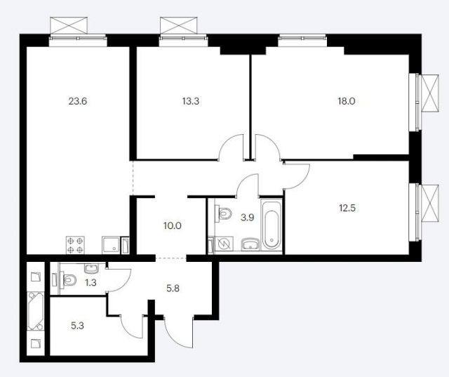 Планировка ЖК Сигнальный 16, 34.8 м2