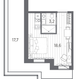 Продажа студии Санкт-Петербург г., Стачек пр-кт,  к. 1