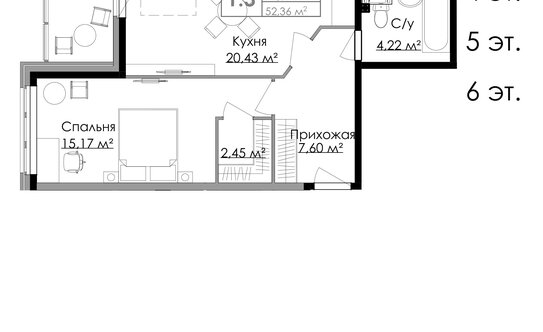 Продажа 1-комн квартиры на вторичном рынке Выборг, набережная Адмирала Чичагова