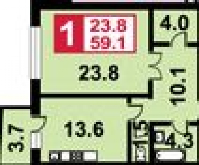 Планировка ЖК Первый, 23.8 м2