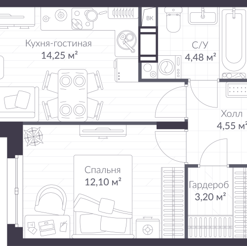 1-комн квартира Сертолово г., Дмитрия Кожемякина ул.,  к. 7