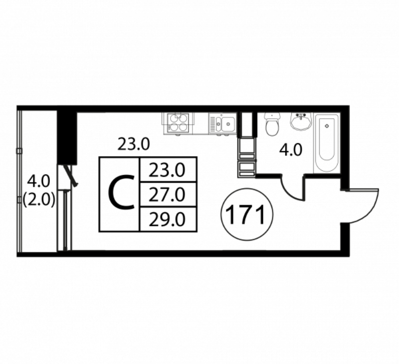 Продажа студии Домодедово с., Жуковского ул.,  к. 7