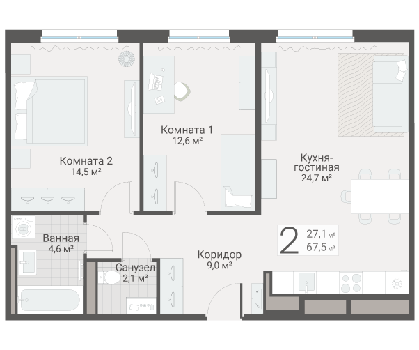 Продажа 2-комн квартиры в новостройке Санкт-Петербург г., Руднева ул.,  к. 3