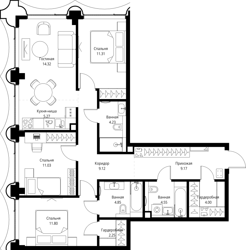 Продажа 3-комн квартиры в новостройке Москва г., Мира пр-кт,  к. 1
