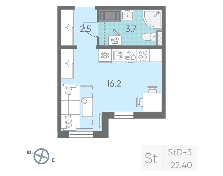Продажа студии Санкт-Петербург г., Муринская дор.,  к. 29.5