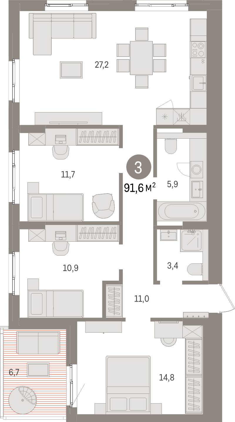 Продажа 3-комн квартиры в новостройке Новоселье п., Петропавловская ул.,  к. 2