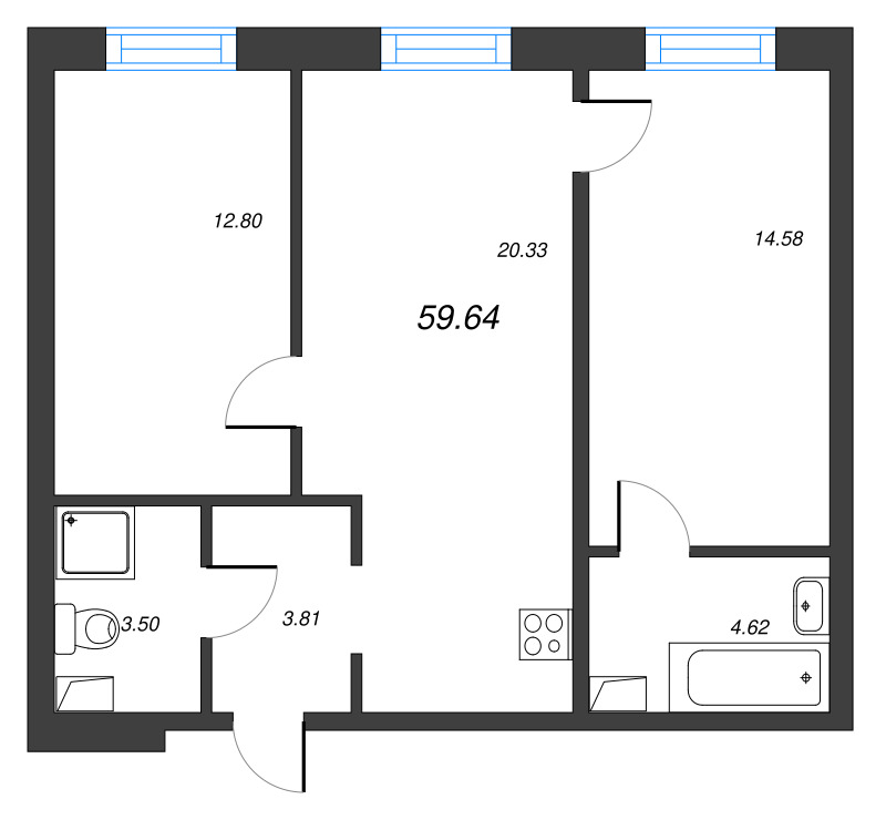 Продажа 2-комн квартиры в новостройке Новоселье п., Центральная ул.,  к. 3.4-1