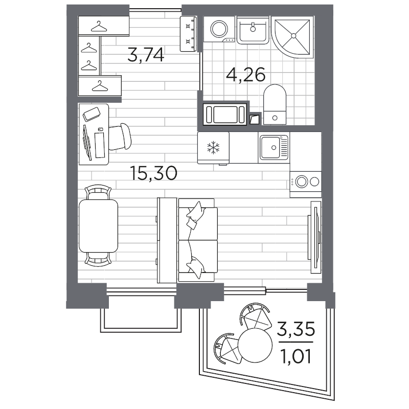 Продажа студии Санкт-Петербург г., Полюстровский пр-кт,  к. 3