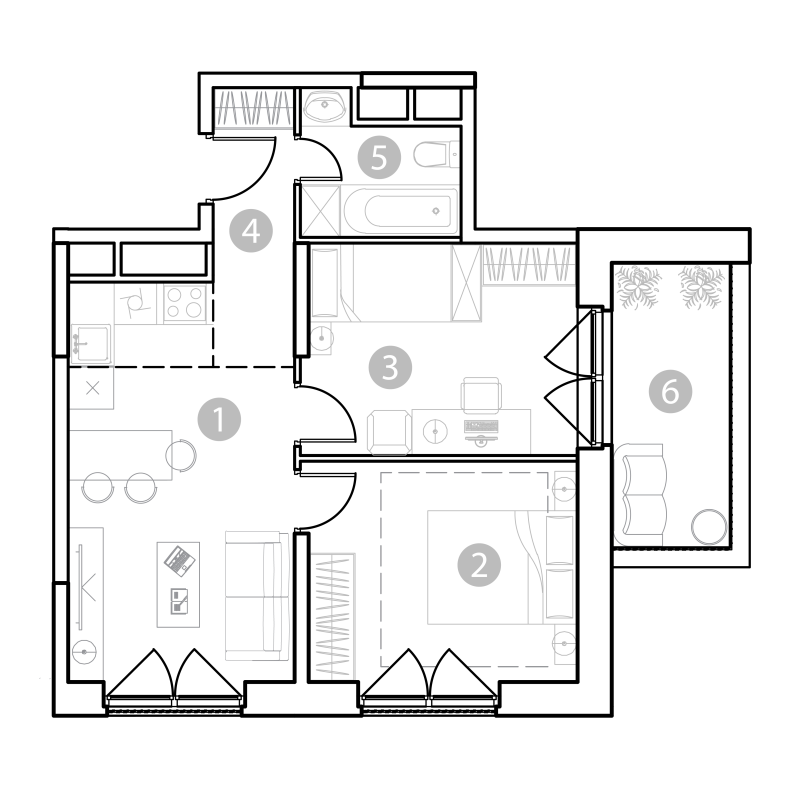 Продажа 2-комн квартиры в новостройке Москва г., Потешная ул.,  к. 1
