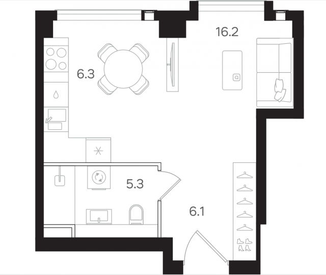 Планировка ЖК АУРА, 22.5 м2