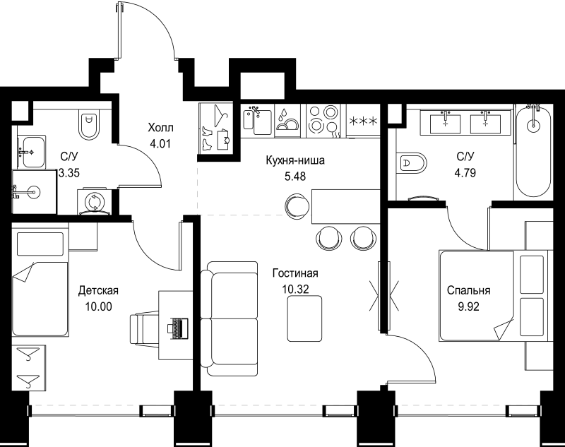 Продажа 2-комн квартиры в новостройке Москва г., Верейская ул.,  к. SET.2.А