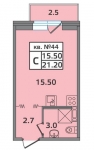 Планировка ЖК ЭкспоГрад 2, 15.5 м2