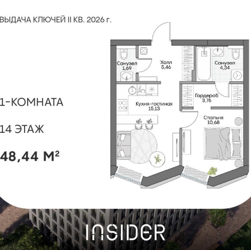1-комн квартира Автозаводская ул, вл. 24к1