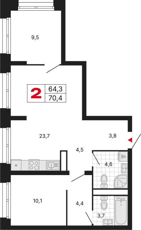 Продажа 2-комн квартиры в новостройке Москва г., Перовское ш.,  к. 1