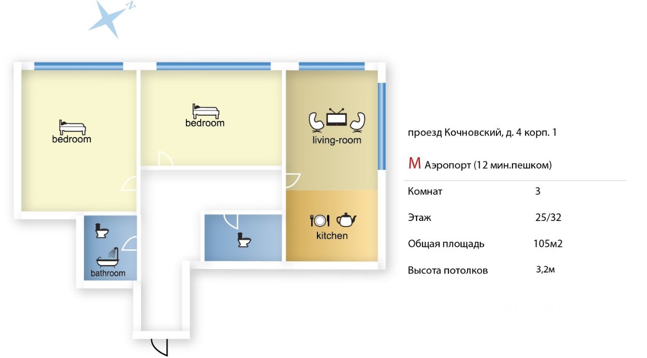 Продажа 3-комн квартиры на вторичном рынке Кочновский проезд, 4к1