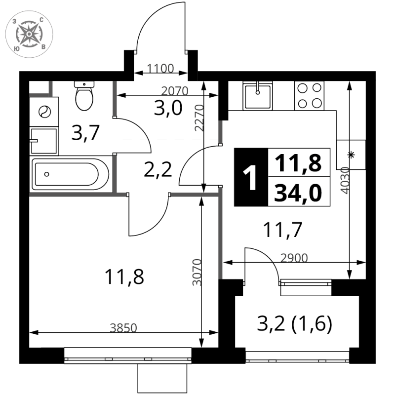 Продажа 1-комн квартиры в новостройке Химки г., Комсомольская ул.,  к. 3