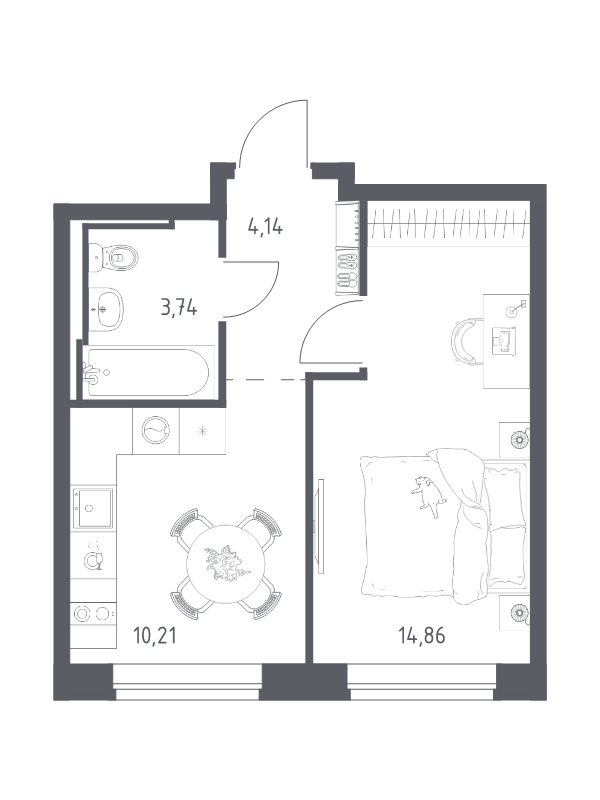 Продажа 1-комн квартиры в новостройке Санкт-Петербург г., Славянская ул.,  к. 6-7