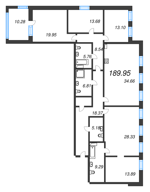 Продажа 4-комн квартиры в новостройке Санкт-Петербург г., 13-я линия В.О.,  к. 1