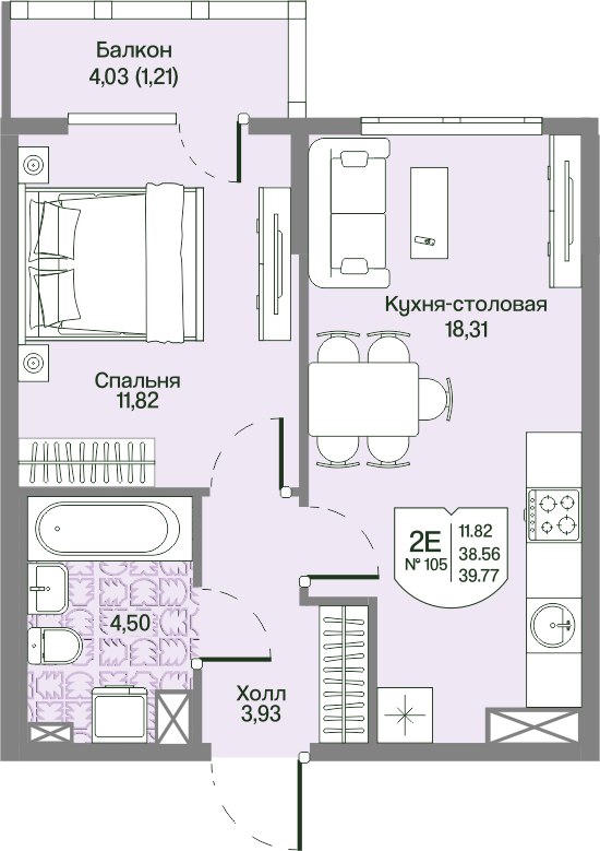 Продажа 1-комн квартиры в новостройке Мистолово д., Большой пр-кт,  к. 2