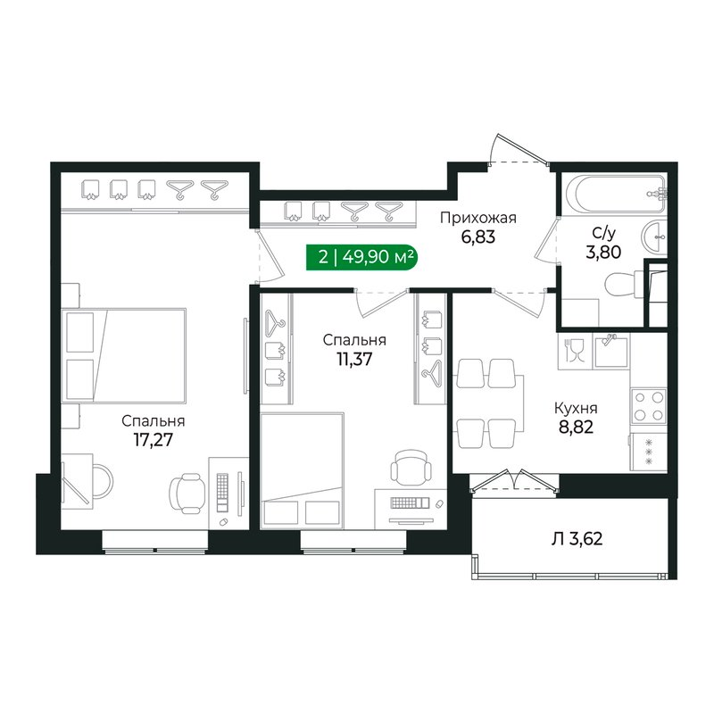 Продажа 2-комн квартиры в новостройке Сертолово г., Дмитрия Кожемякина ул.,  к. 2
