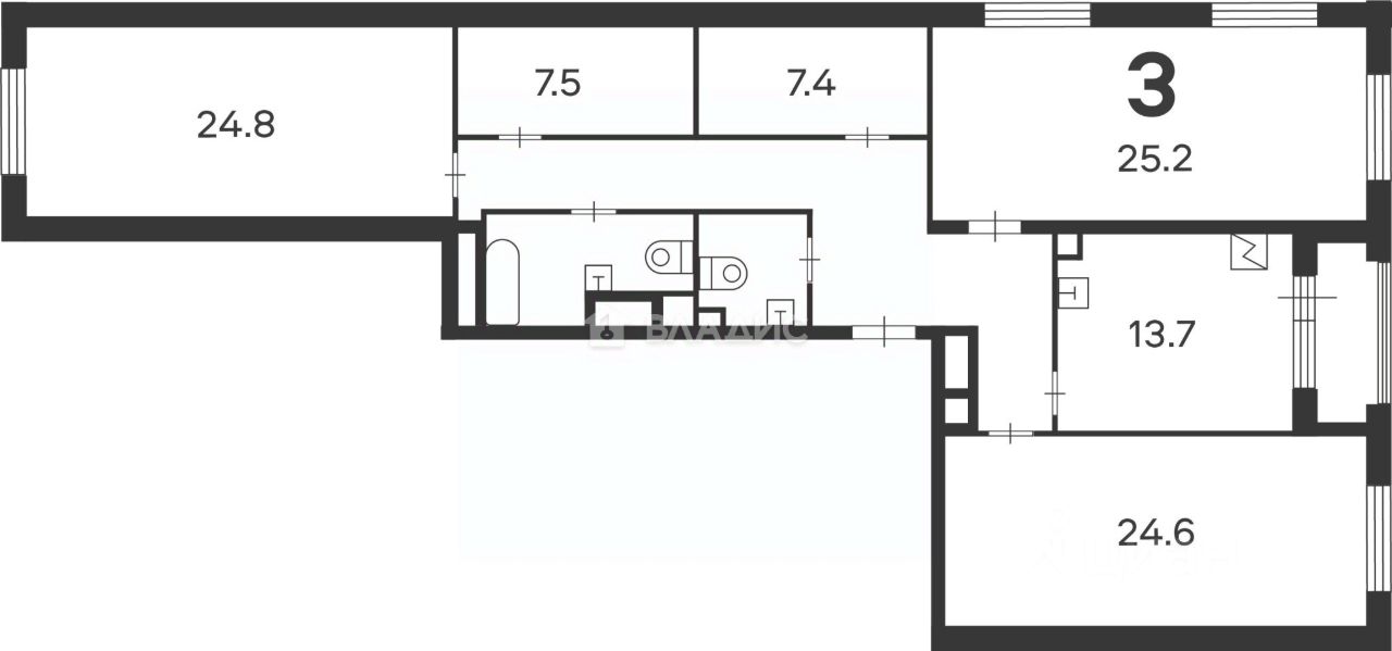 Продажа 3-комн квартиры на вторичном рынке Береговой проезд, 1Б
