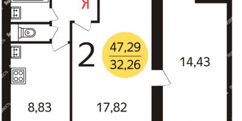 2-комн квартира Октябрьская улица,  д. 19