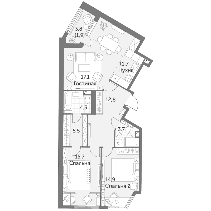 Продажа 2-комн квартиры в новостройке Москва г., Академика Волгина ул.,  к. 1