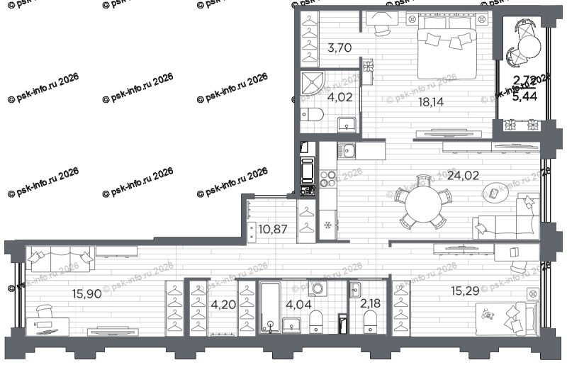 Продажа 3-комн квартиры в новостройке Санкт-Петербург г., Малый пр-кт В.О.,  к. 5