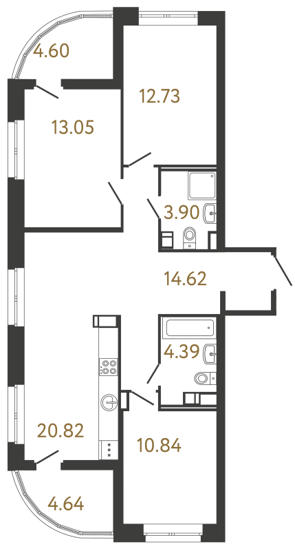 Продажа 3-комн квартиры в новостройке Санкт-Петербург г., Парашютная ул.,  к. 4