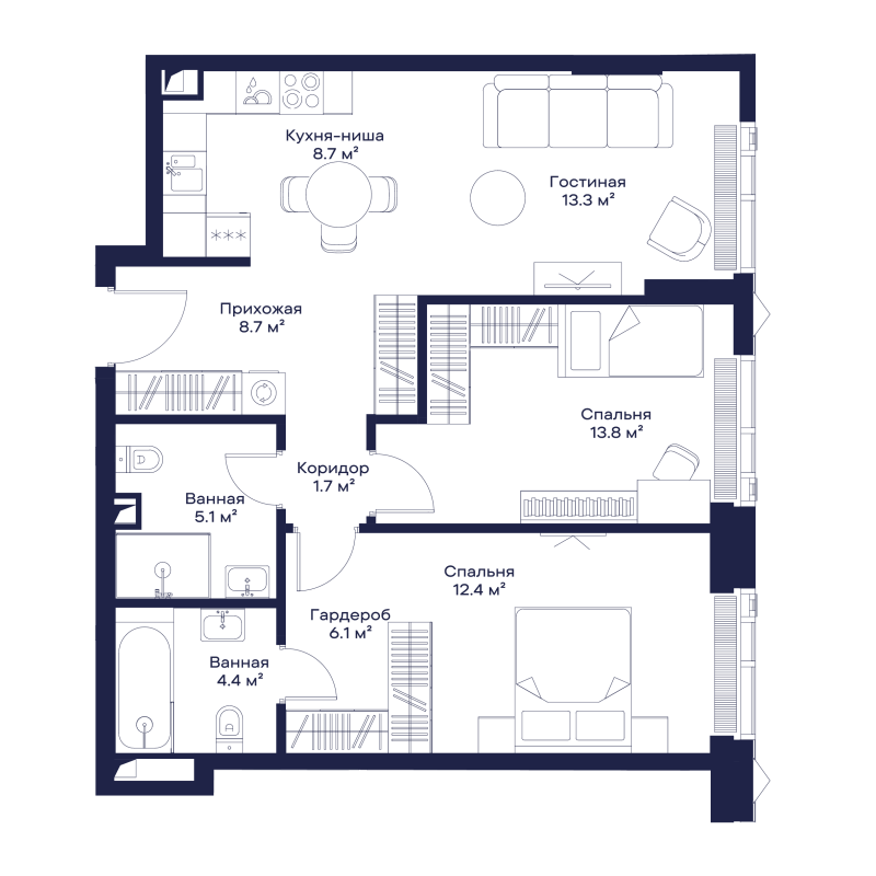 Продажа 2-комн квартиры в новостройке Силикатный 3-й проезд,  к. Anna
