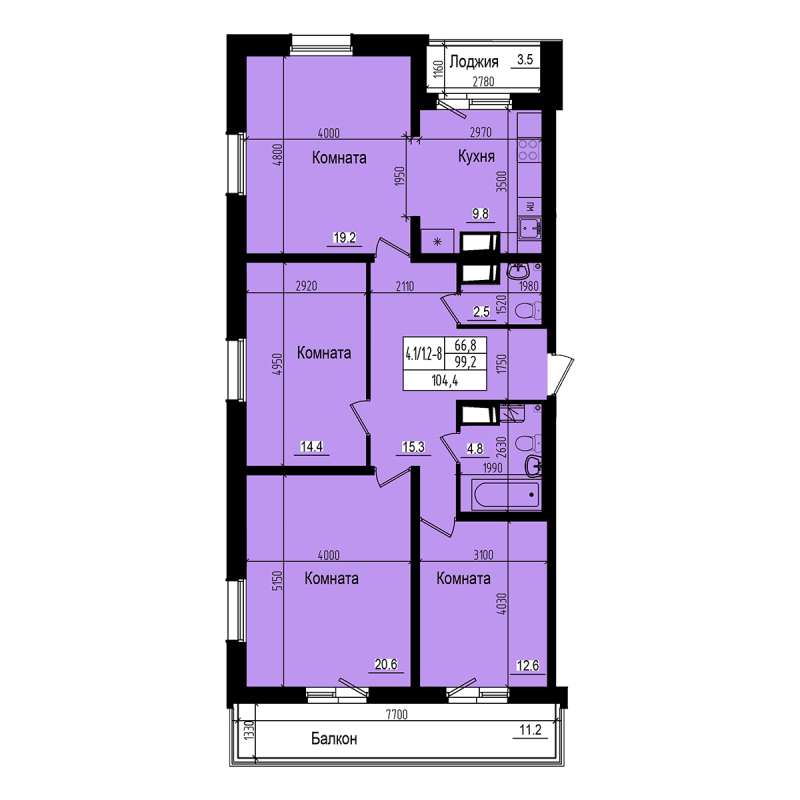 Продажа 4-комн квартиры в новостройке Парголово п., Заречная ул.,  к. 2