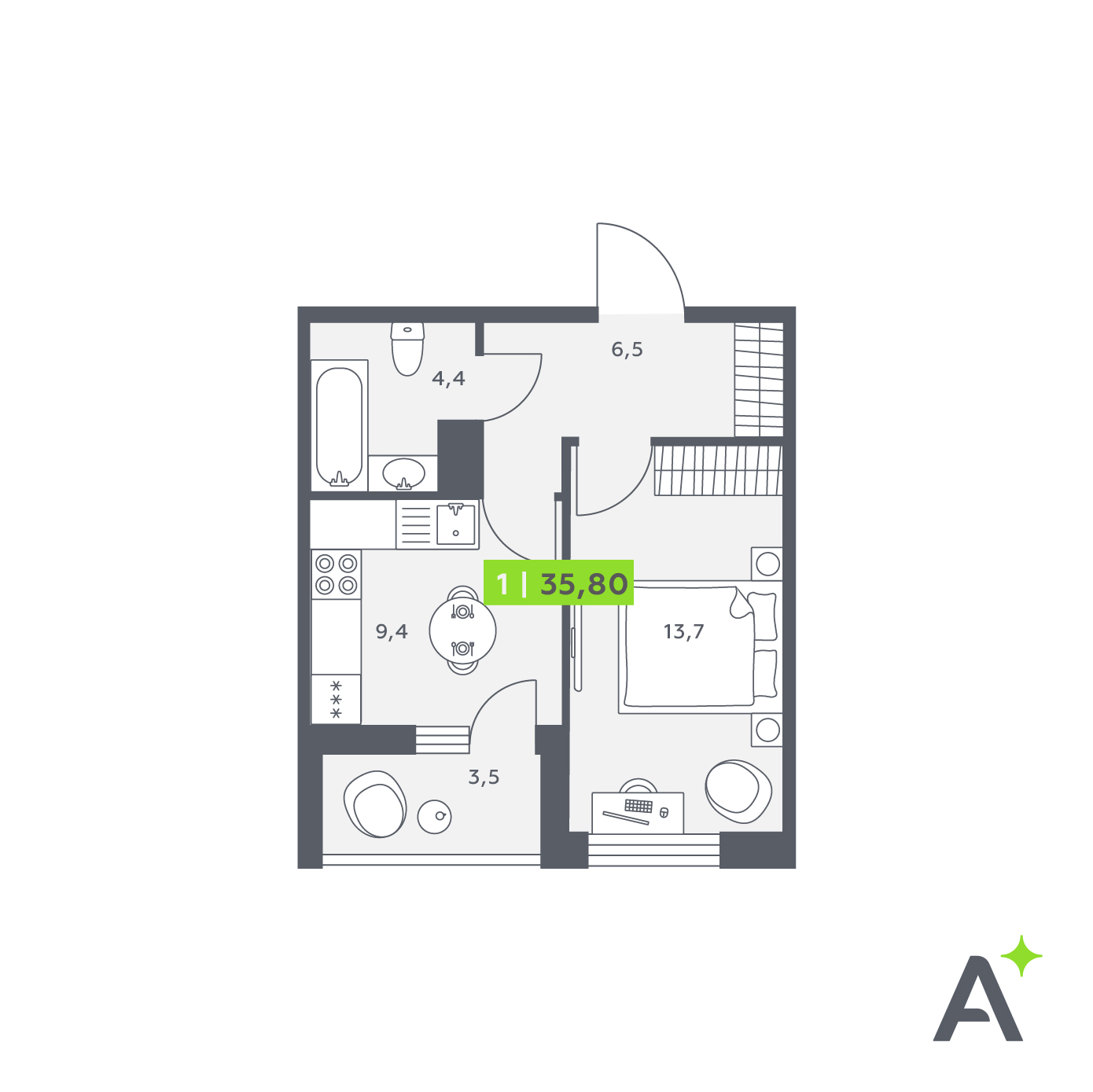 Продажа 1-комн квартиры в новостройке бульвар Головнина, дом 6, корп. 1,  стр. 1